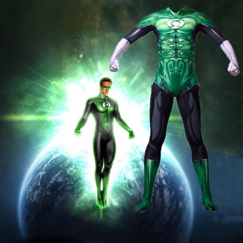 Muscle Green Lantern Bodysuit Green Lantern Marvel Superhero Cosplay Zentai Costume Halloween