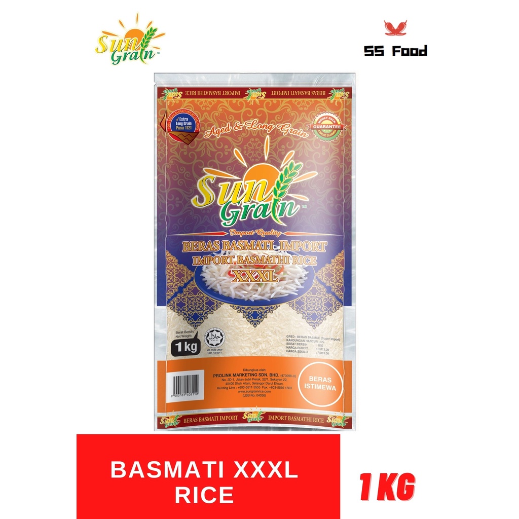 Sun Grain Imported Basmati Rice XXXL 1kg | Shopee Malaysia