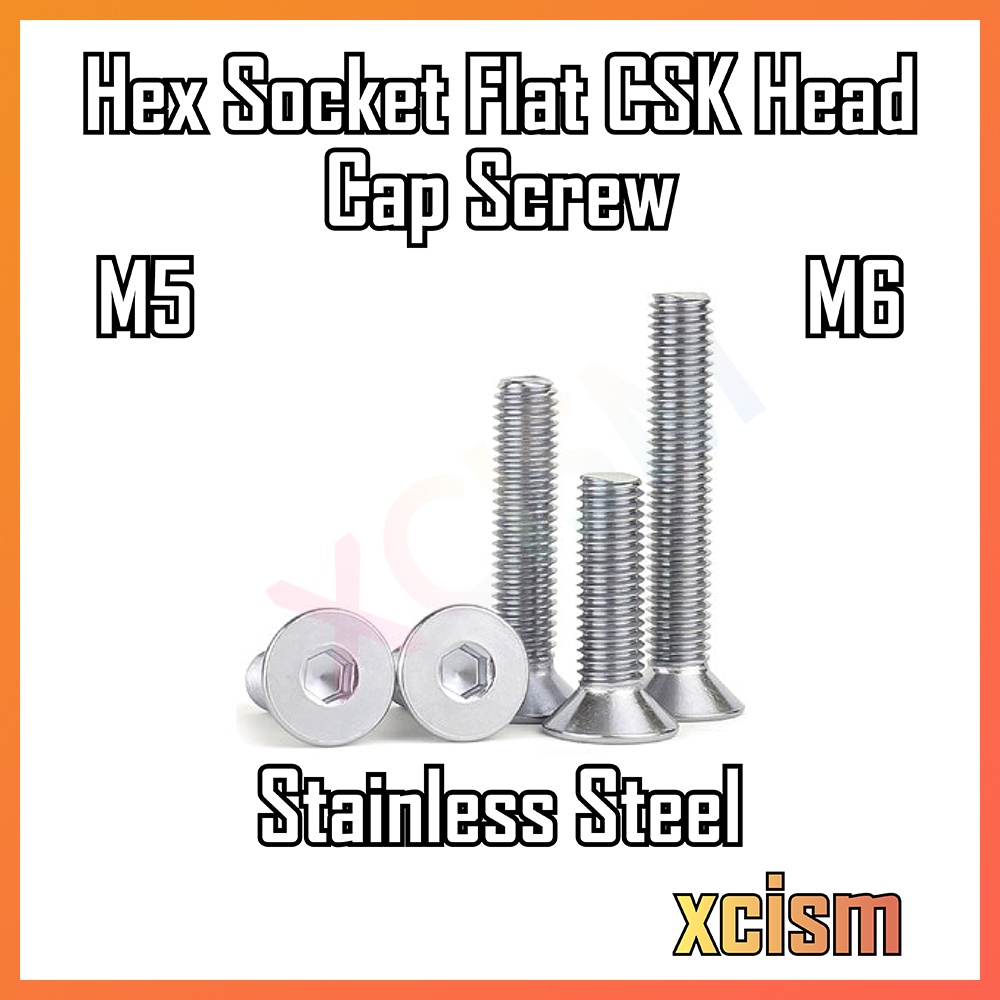 M5 M6 Hex Socket Flat Countersunk Head Cap Screw Allen Key Csk Bolt Skru Elenkey Alenkey