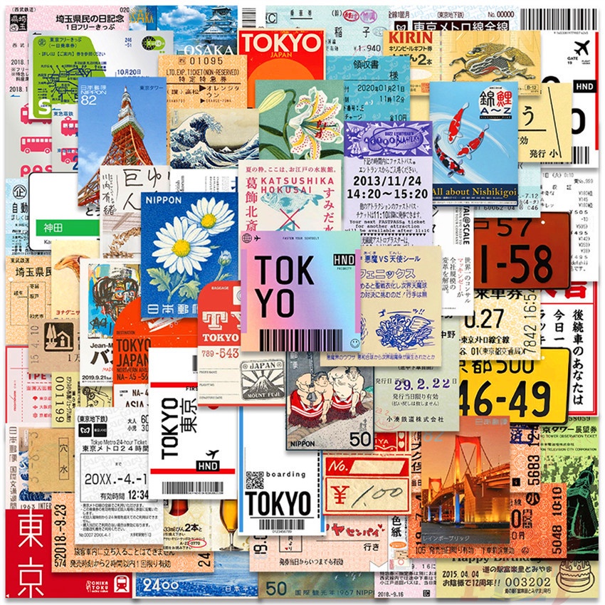 110Pcs/Set Japanese Customs & Culture Art Series B Stickers Waterproof ...