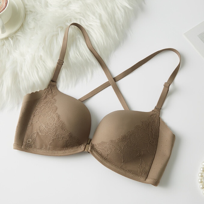 Fallsweet Sexy Lace Front Closure Bras For Women Push Up Wireless