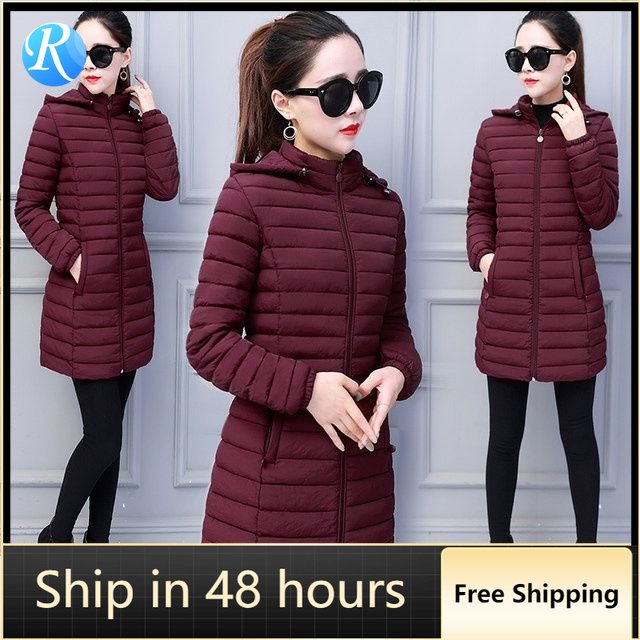 Autumn Winter Large Size Women's Mid-length Down Cotton Coats Loose ...