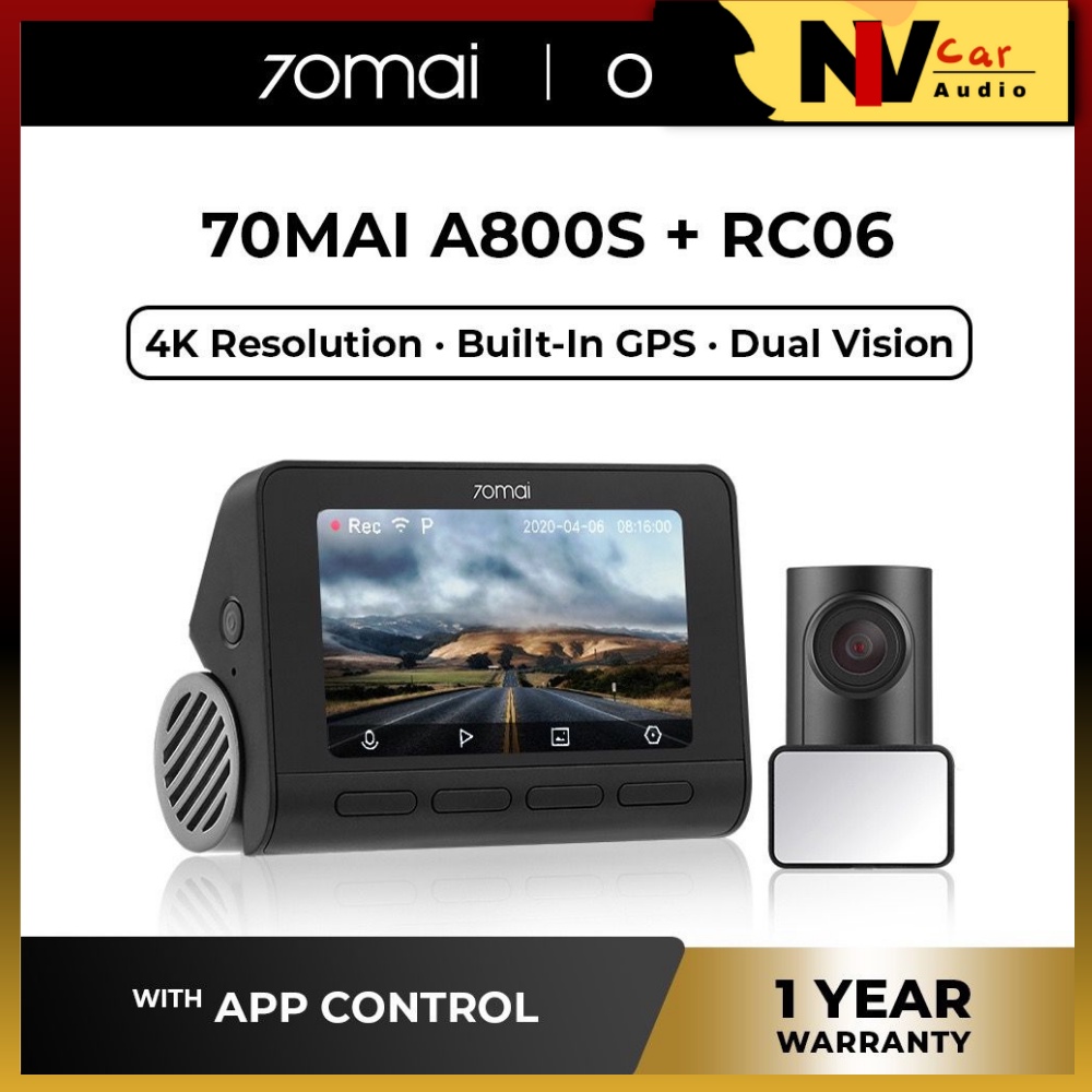 70mai A800s 4K Dash Cam Built-in GPS Dual Vision Rear Cam Global ...