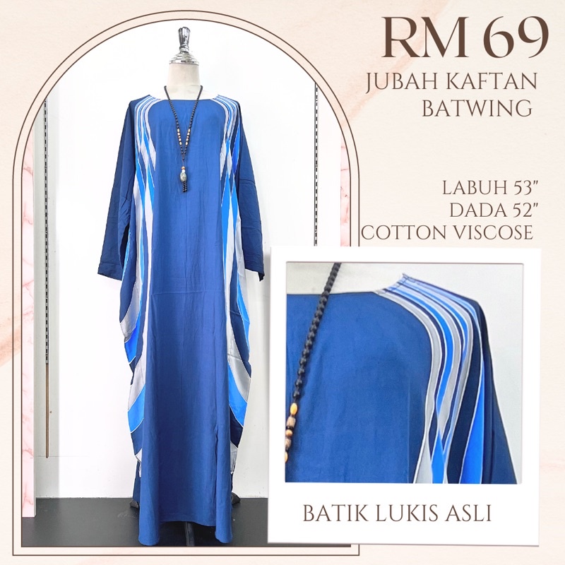 Jubah Kaftan Batwing Batik Lukis Asli Kelantan | Shopee Malaysia