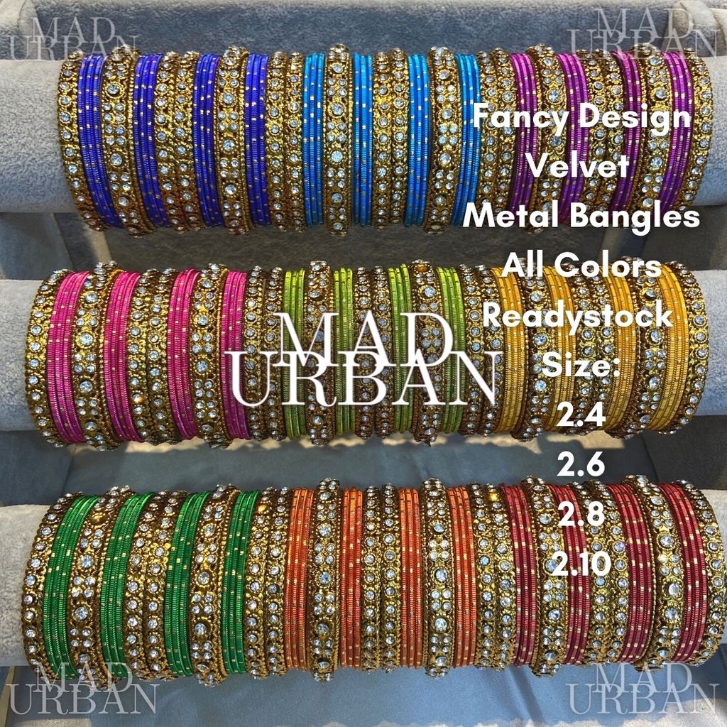 [CLEARANCE DAY] Indian Fancy Bangle Set with White Stones & No Glitter ...
