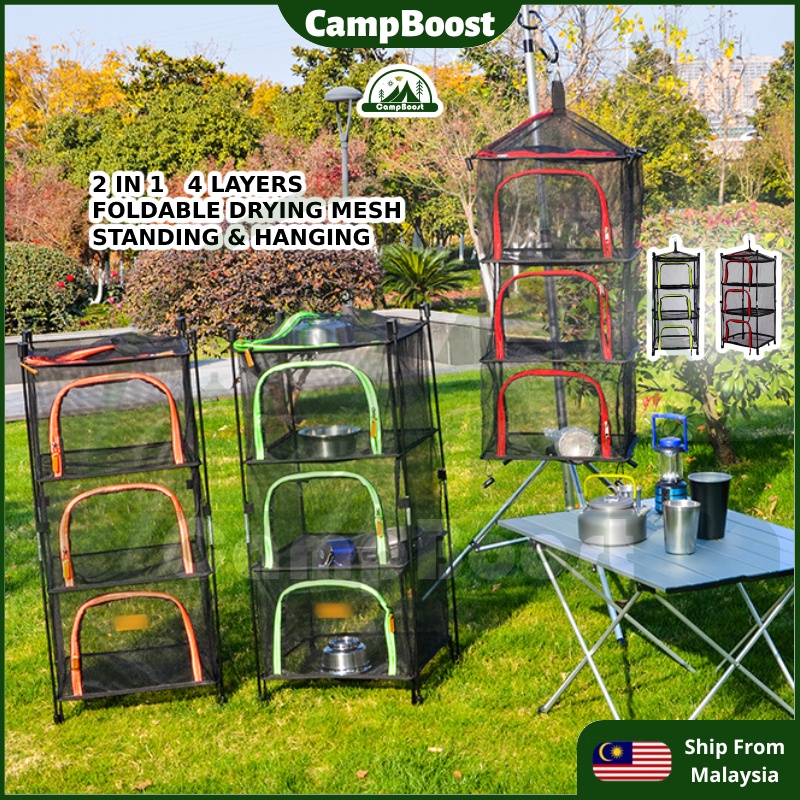 CampBoost Camping Foldable Drying Mesh 4 Layers Hanging Standing Drying