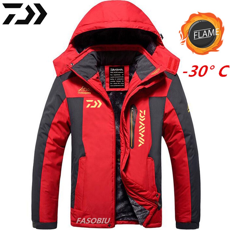 Daiwa fishing clothes autumn winter waterproof warm men s fishing jackets thick wool outdoor fishing shirts dawa coat L 8XL Shopee Malaysia
