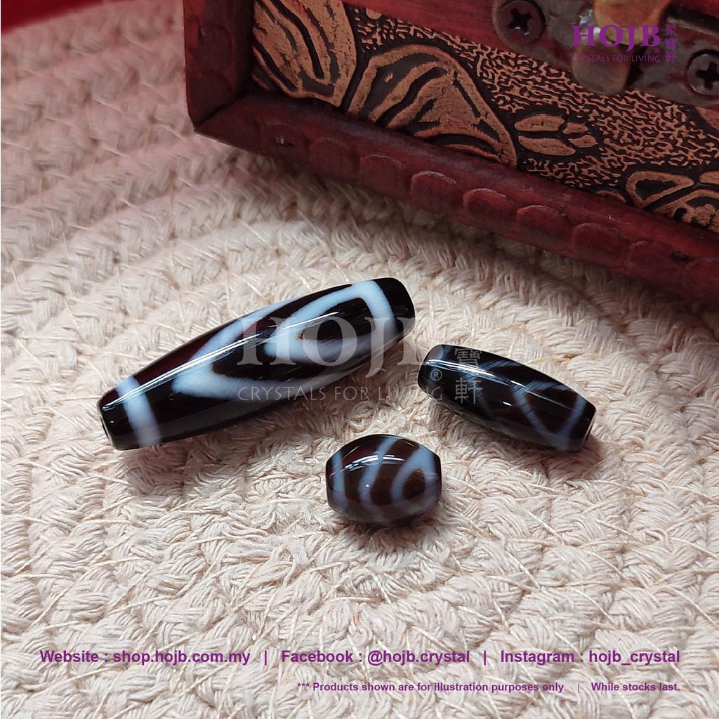 HOJB Tibetan Pure Dzi Single-Eyed Bead 12-35mm 聚寶軒西藏至纯天珠