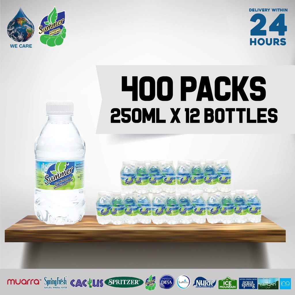 SUMMER Drinking Water (250ml x 12 Bottles x 400 Shrink Packs) | Shopee ...