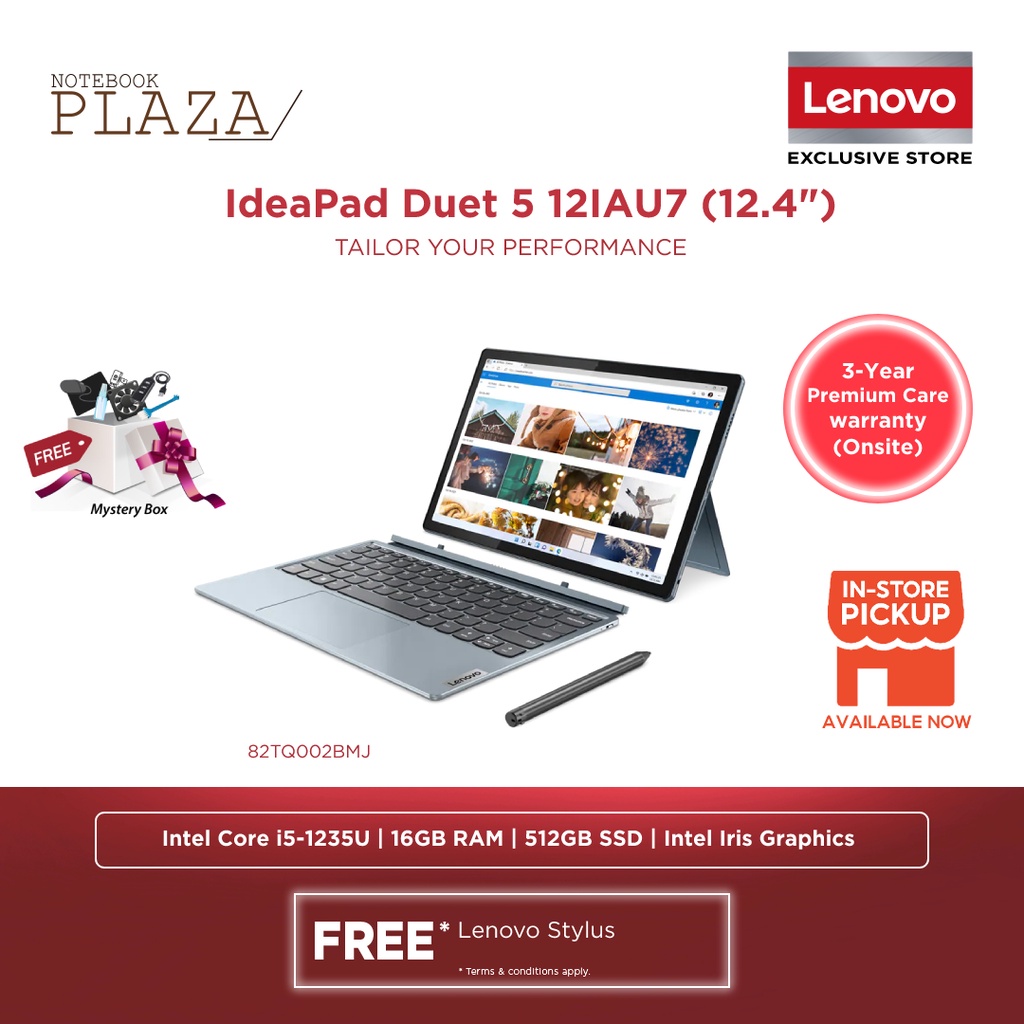 Lenovo Ideapad Duet 5 12iau7 82tq002bmj 12 4 2 5k Touch 2 In 1 Laptop Stone Blue I5 1235u