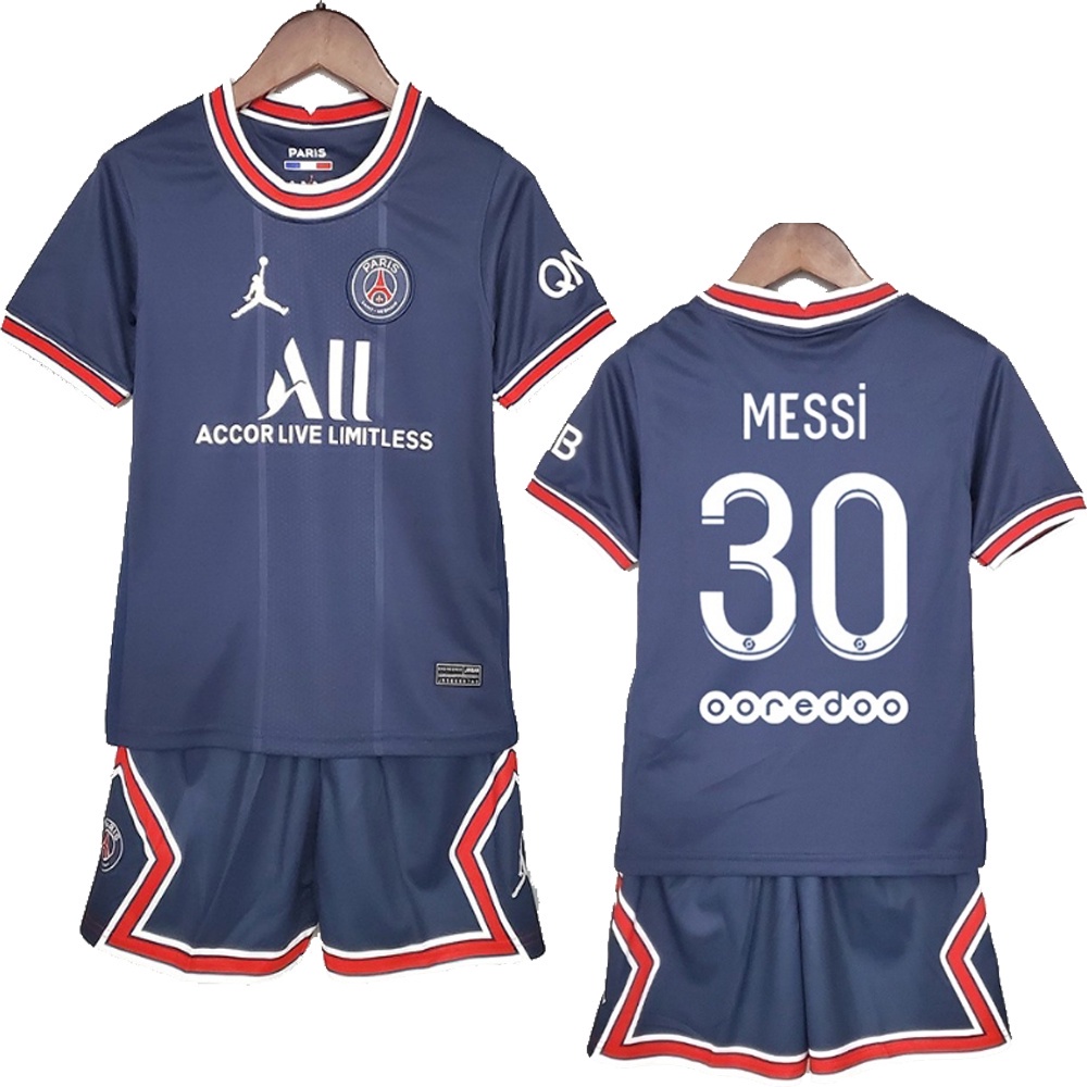 PSG Home Soccer Jersey Kids Kit Messi Neymar JR Blue Football