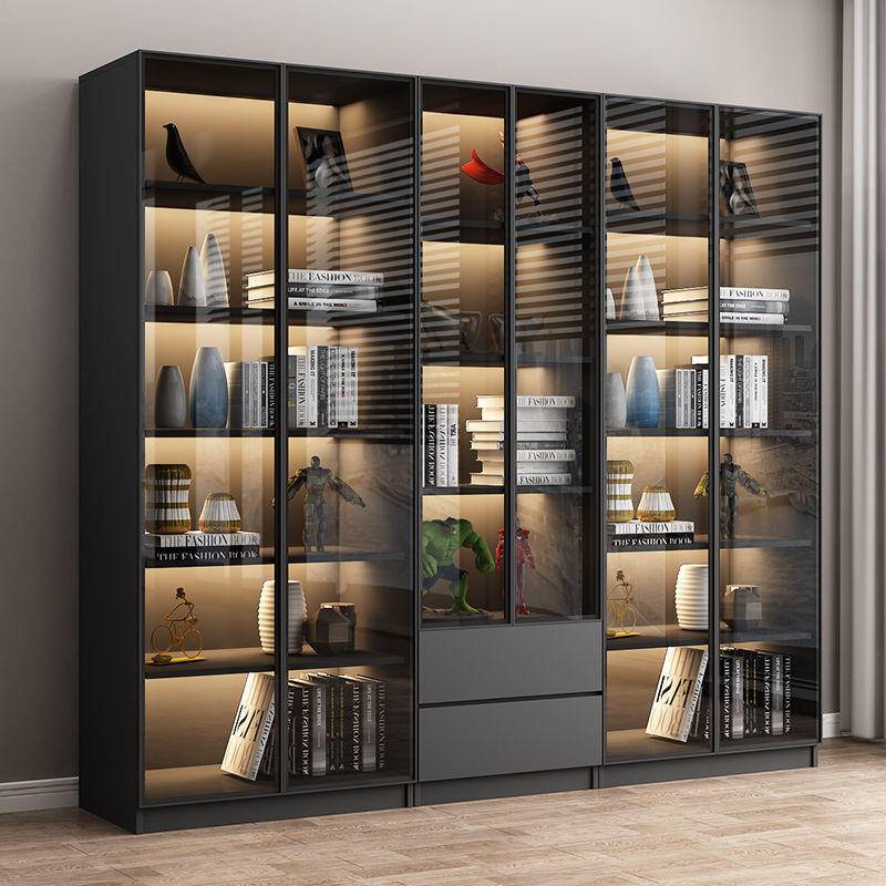 Wine cabinet Display cabinet Light luxury Bookcase Glass door Bookshelf ...