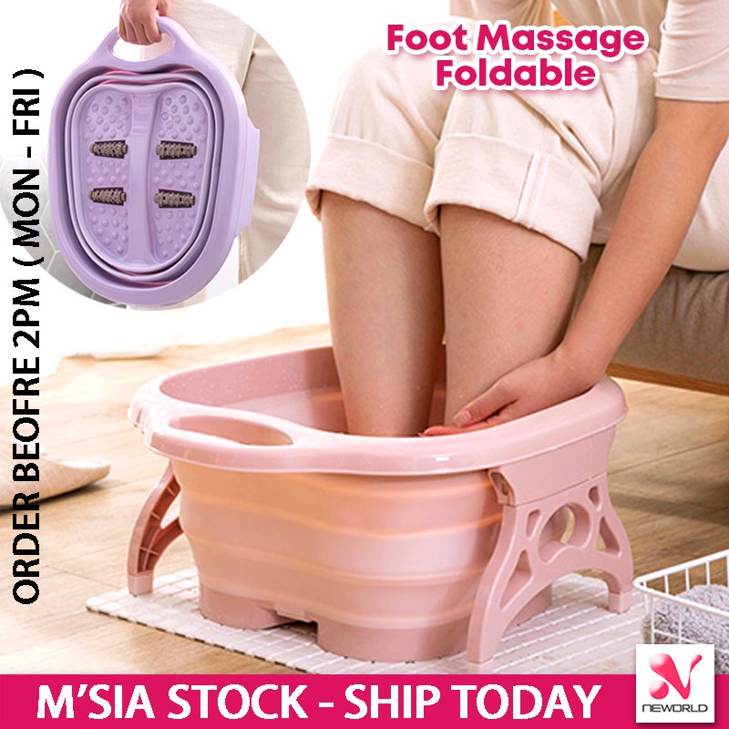 𝟮 𝗦𝗜𝗗𝗘𝗗 》Foldable Foot Massage SPA Bath Bucket Footbath Leg Soak