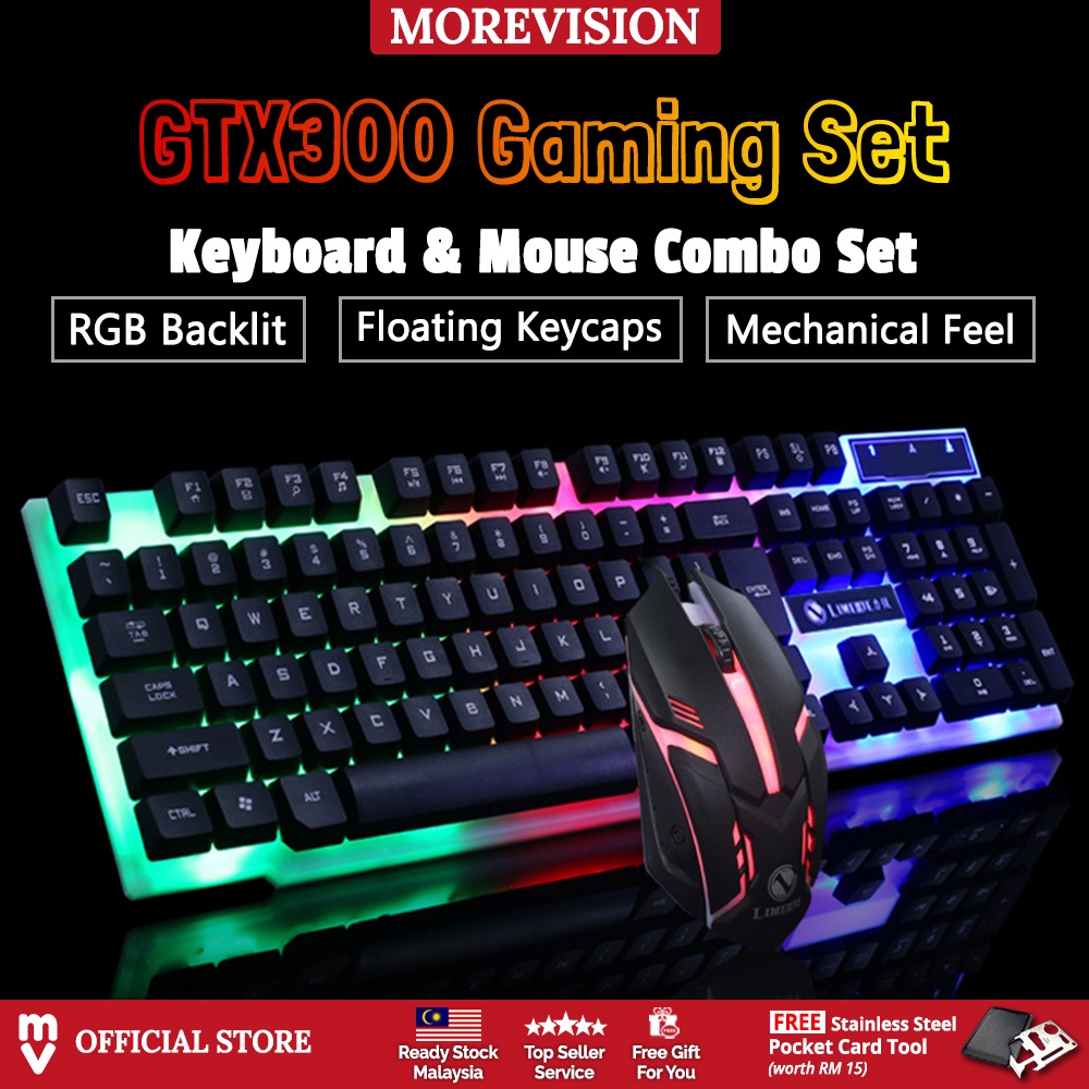GTX300 Gaming Keyboard Mouse Set Rainbow RGB LED Light Colorful Keypad ...