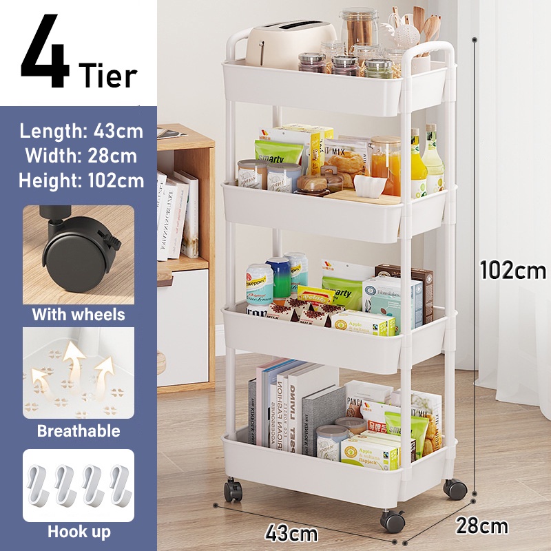NR 4/5 Tier Multifunction Trolley Rack Bathroom Plastic Shelf Home