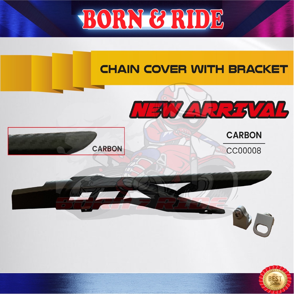 BORN & RIDE Y15ZR Chain Cover With Bracket Carbon Peti Rantai Swing Arm