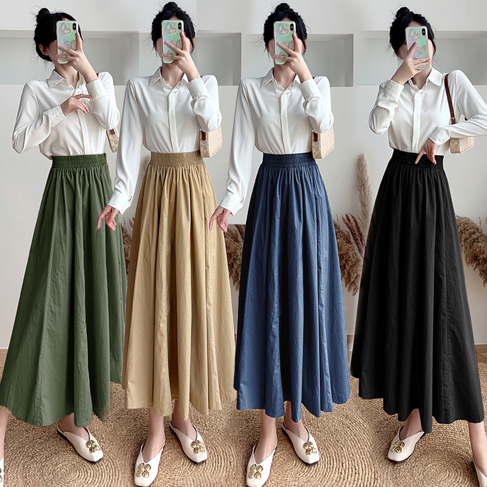 A line Skirt Women s High Waisted Large Swing Long Skirt Mid Length Umbrella Skirt Shopee Malaysia