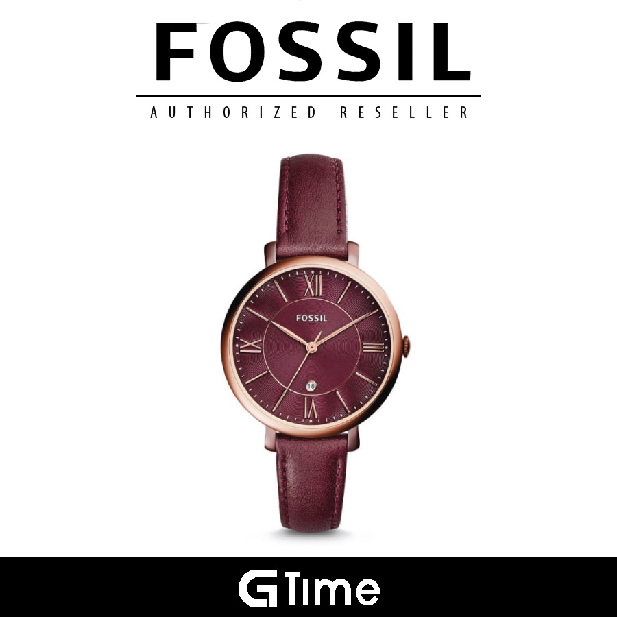 Official Warranty Fossil ES4099 Women s Jacqueline Quartz Wine Leather Watch Shopee Malaysia