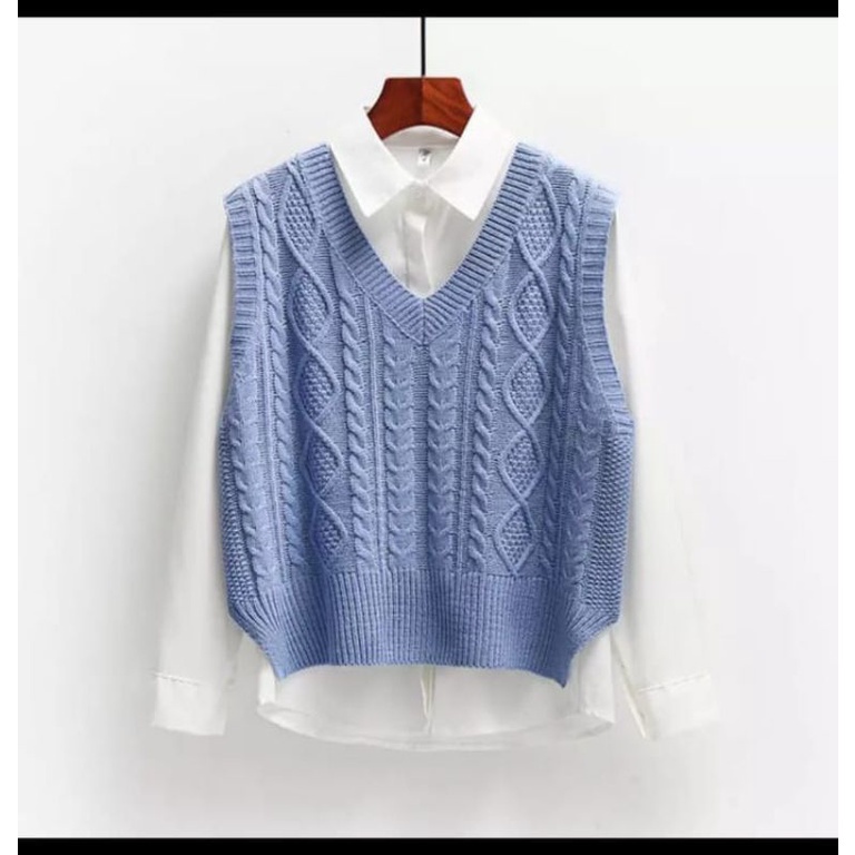 Fx Shop Vest Aiko Cable Knit Knit Vest Shopee Malaysia