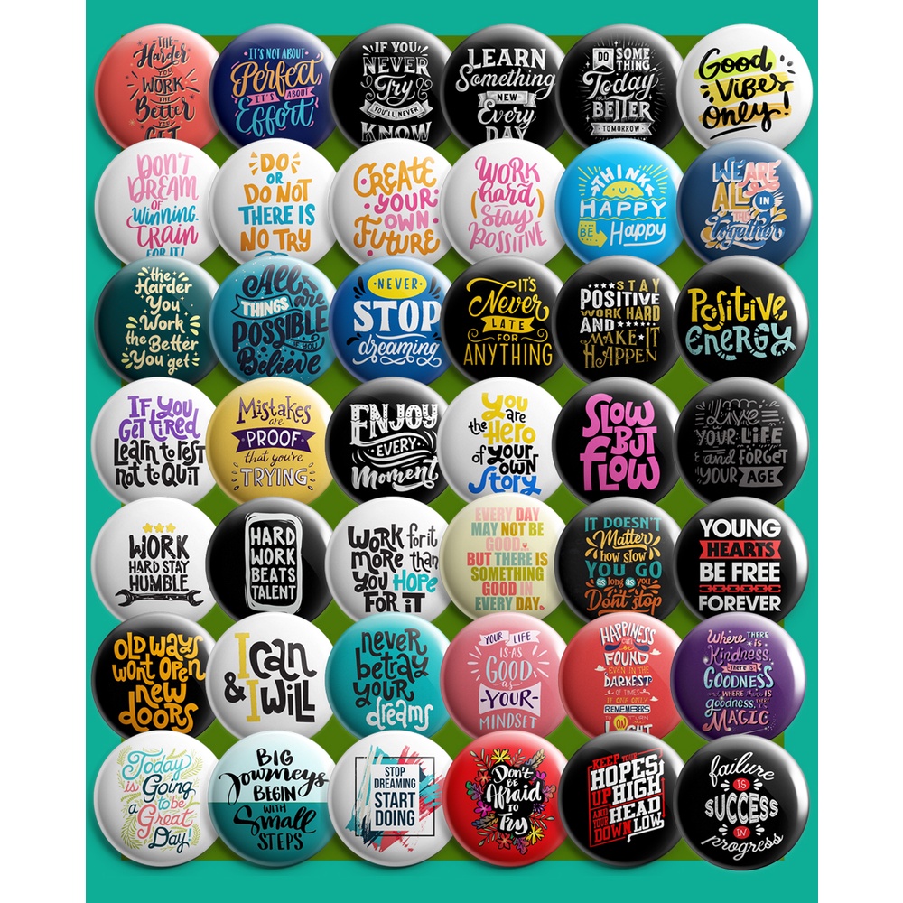 Button Badge Positive Motivation {No Minimum Order} Kata Kata Semangat ...