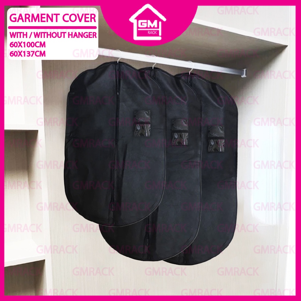 [GMRACK] COVER BAJU KAIN CLOTHES COVER SUITS BLACK GARMENT DUSTPROOF