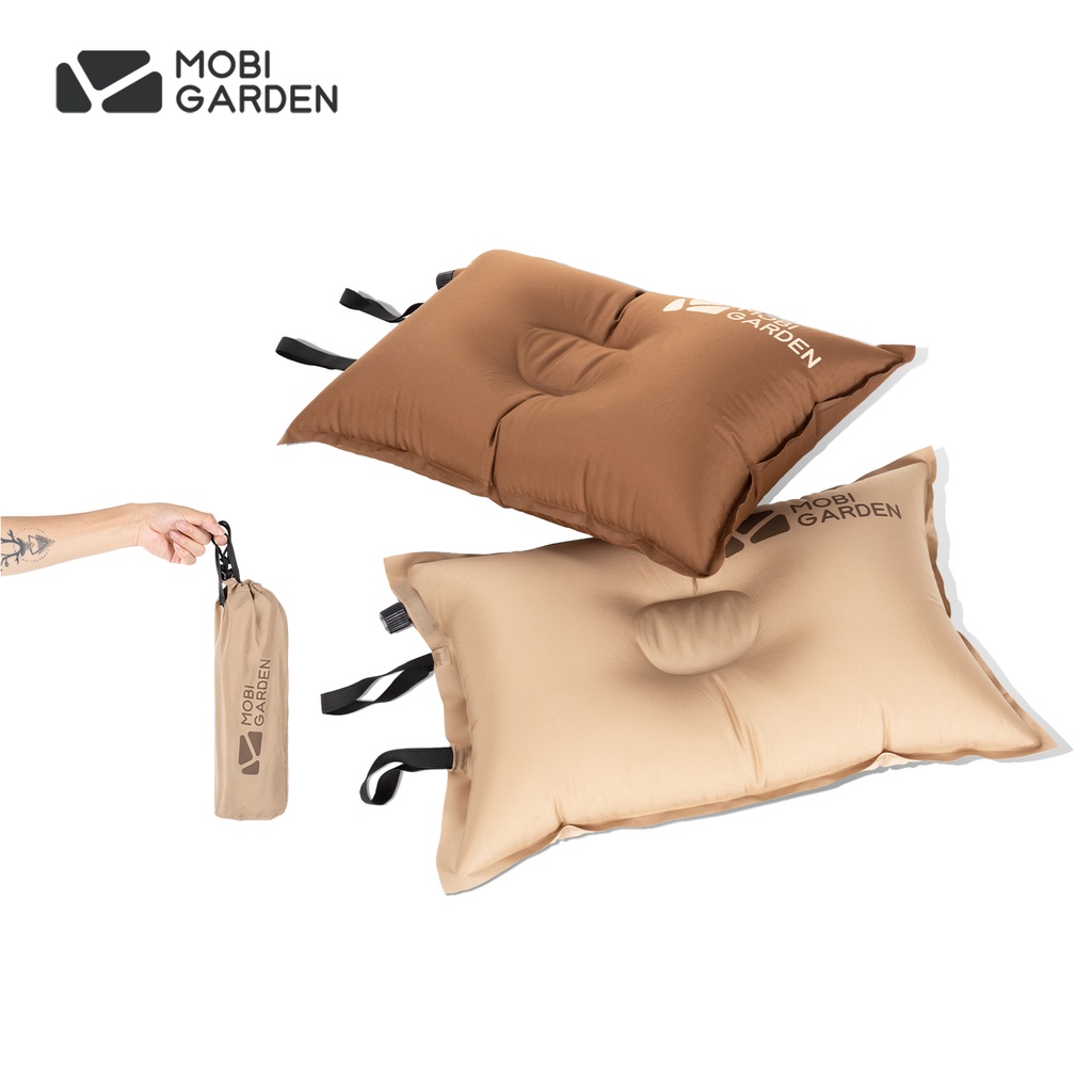 MOBI GARDEN Camping Inflatable Pillow Automatic Ultralight Sponge ...