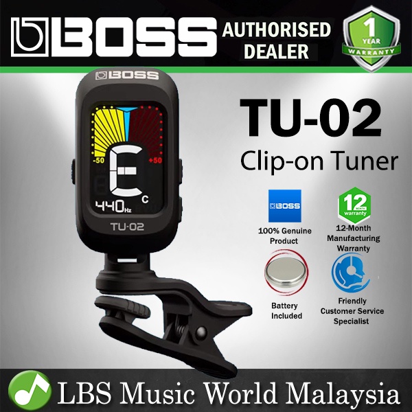Boss TU-02 Clip On Chromatic Tuner For Electric Guitar Bass