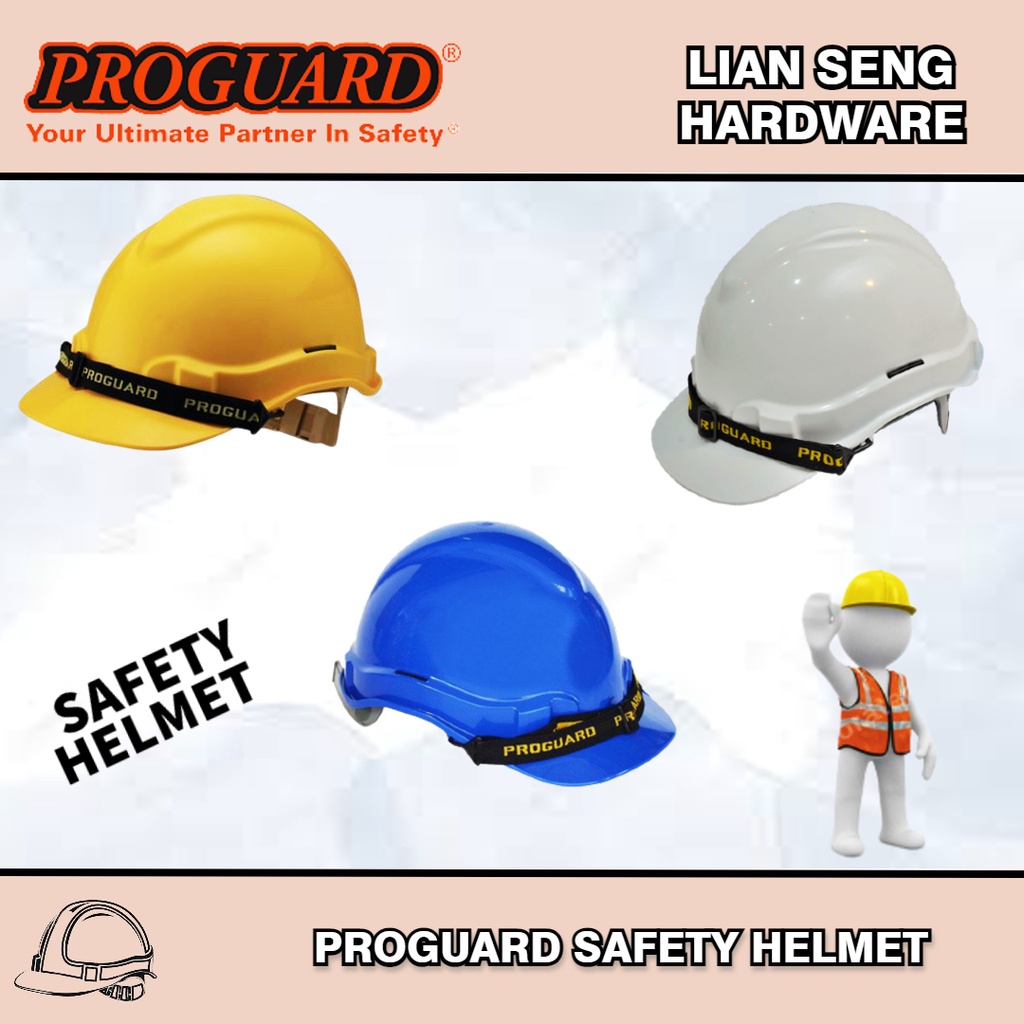 PROGUARD SAFETY HELMET ( Yellow / White / Blue ) Shopee Malaysia