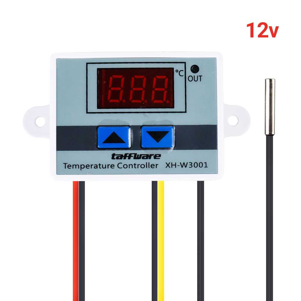 AZDelivery XH-W3001 Termostato Modulo Regolatore di Temperatura LED Digitale, Mini Termostato Interruttore Sensore Impermeabile con Sonda NTC DC 12V 120W 10A incluso un E-Book