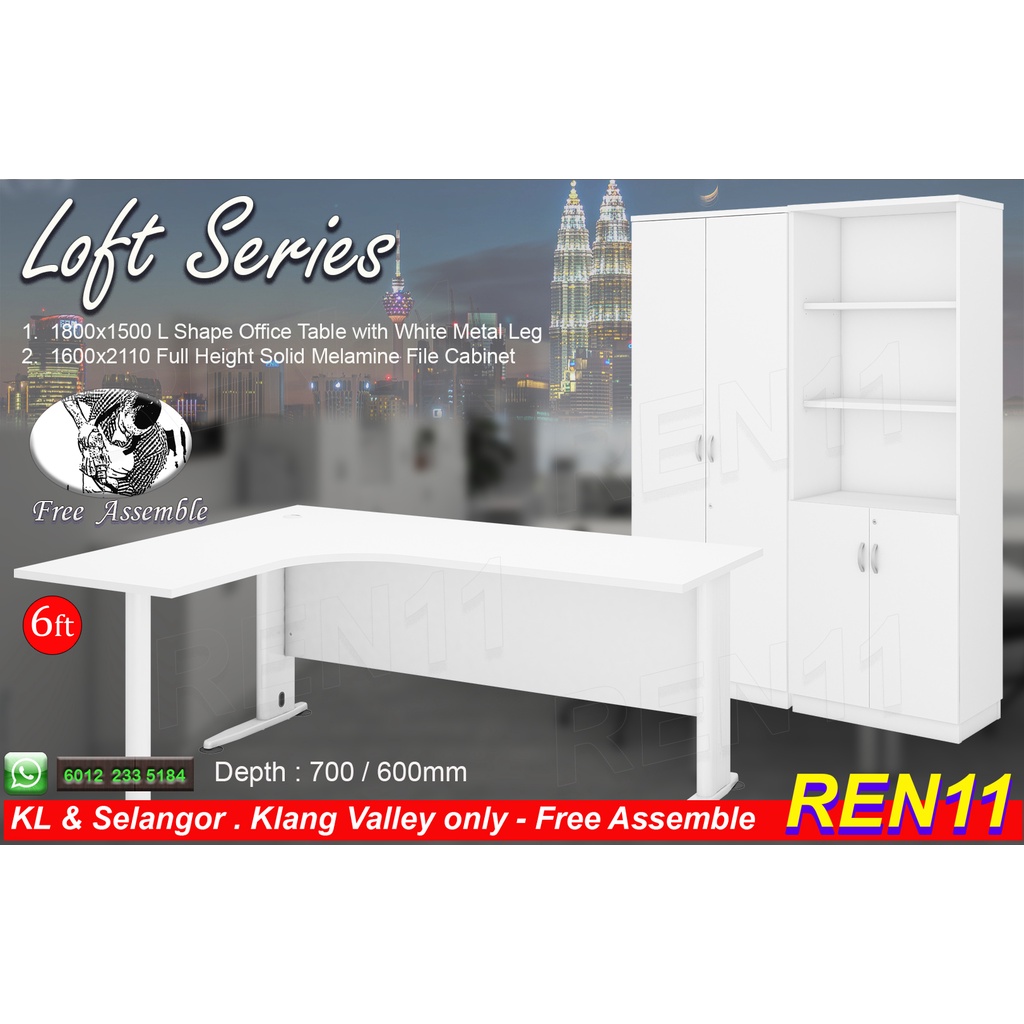 6ft L Shape Table （Round Top） 1800 x 1200 x 750 (900/450) - Free ...