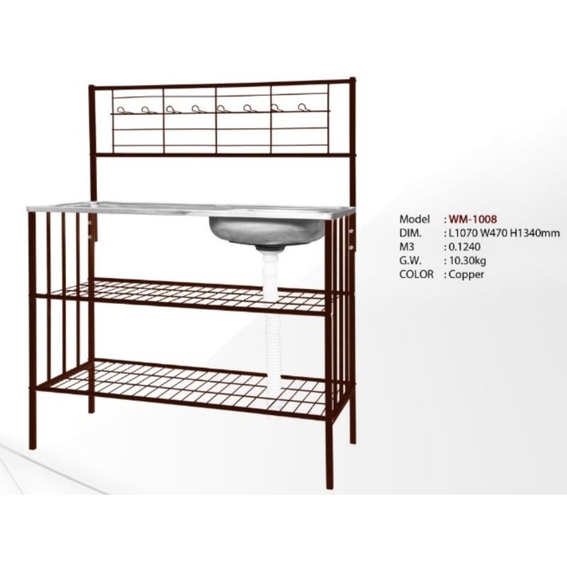 ~ WM-1008 Stainless Steel Basin Rack/ rak dapur/ sinki/Metal Rack ...
