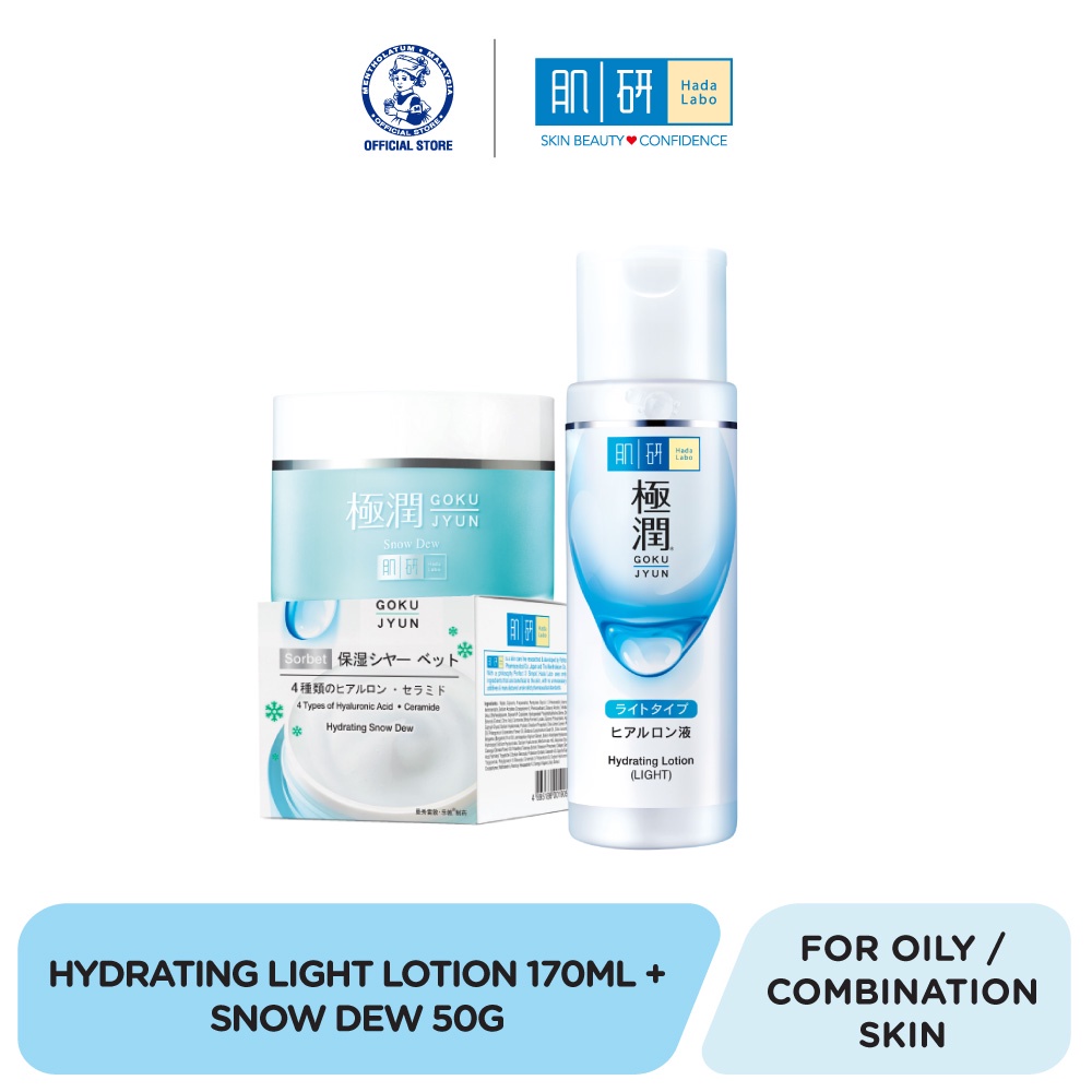 Hada Labo Hydrating Light Lotion 170ml + Snow Dew 50g For Oily