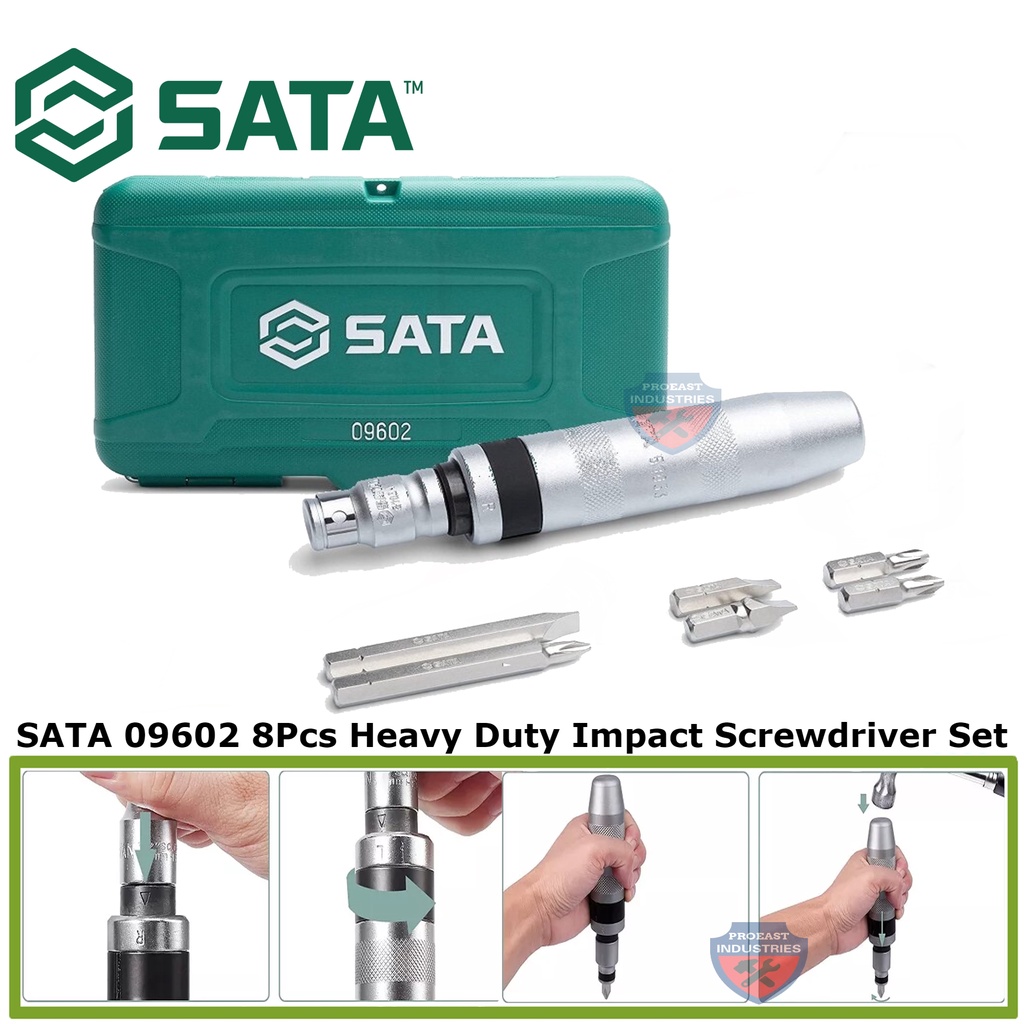 SATA 09602 8Pcs Heavy Duty Impact Screwdriver Set Shopee Malaysia