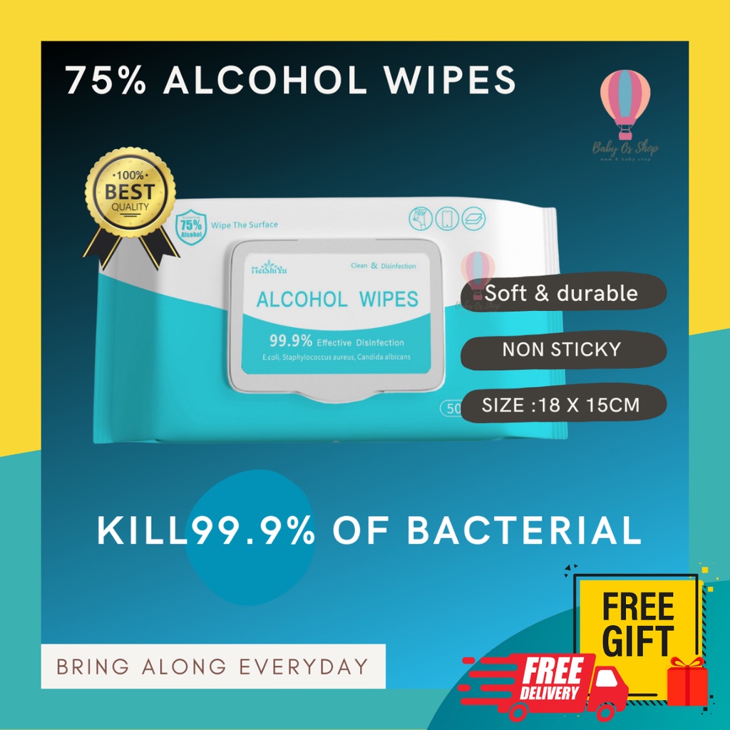 Disinfection WIPES 75 Alcohol Wipes/Tisu Basah 50 PCS Expiry Date 2026 (New Stock) Shopee