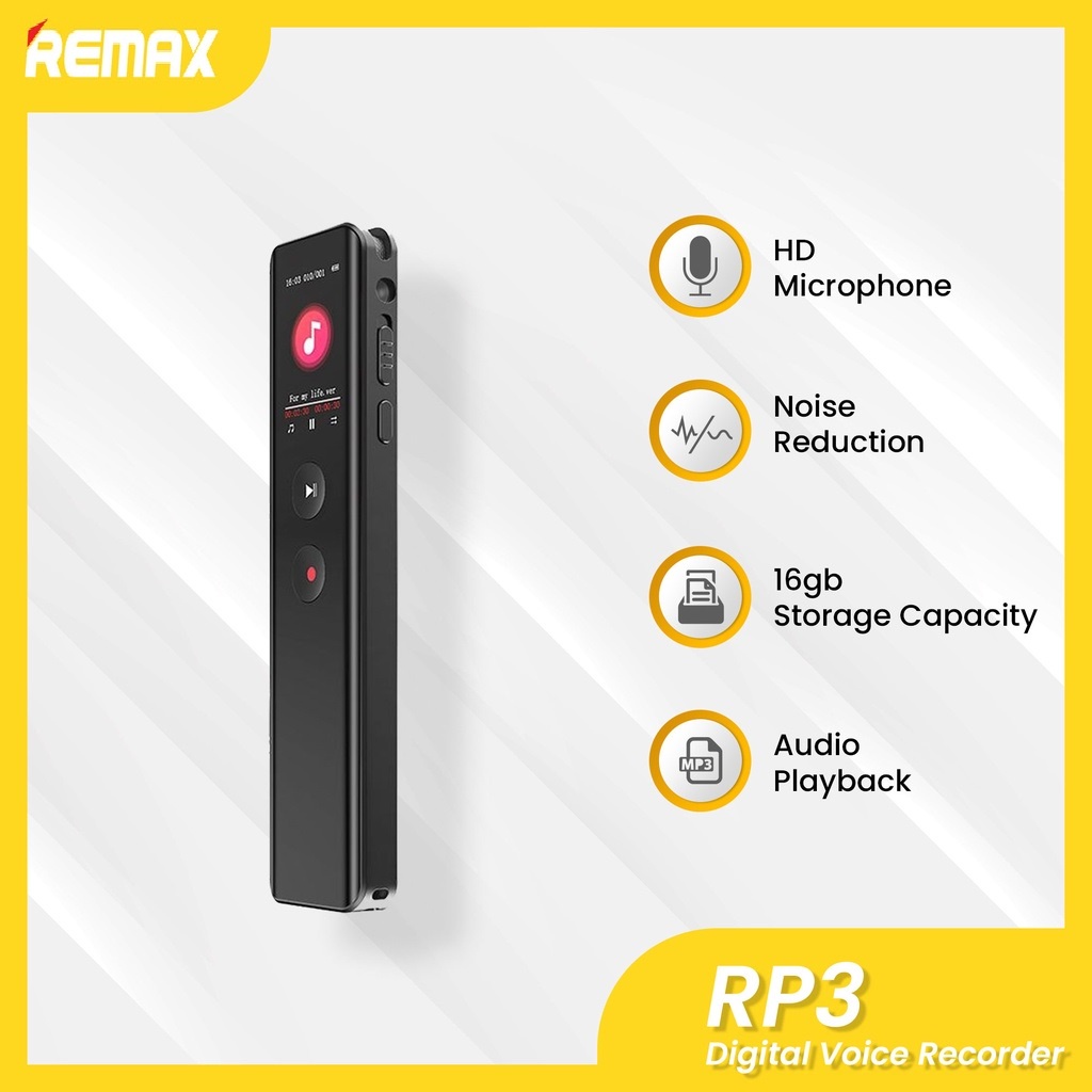 Remax Digital Multimedia Voice Recorder Noise Reduction RP3 Shopee