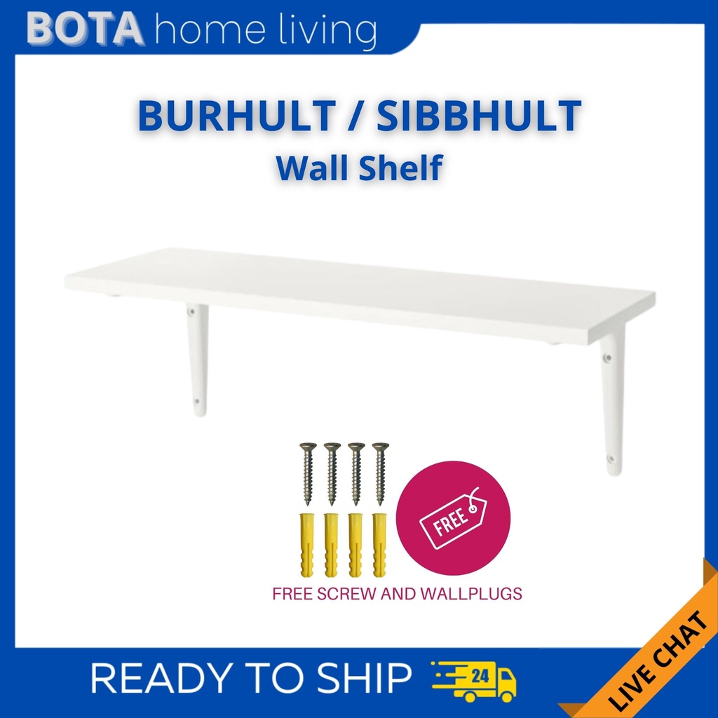 IKEA BURHULT SIBBHULT WALL SHELF WHITE RAK DINDING FLOATING RACK SHELF