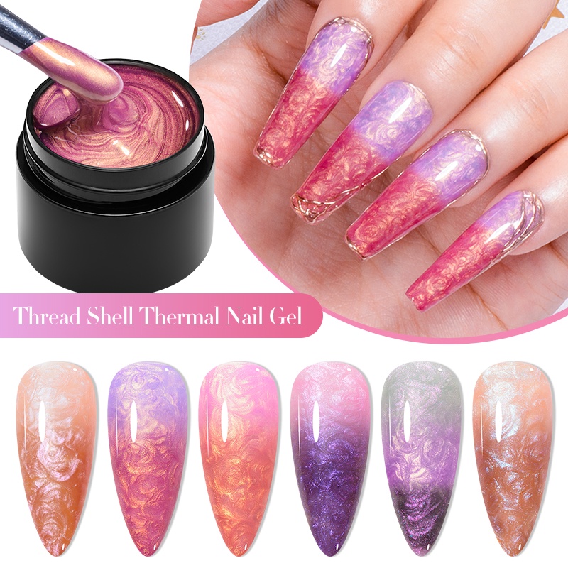 MEET ACROSS Thermal Shell Thread Gel UV LED Gel Nail Polish Semi ...