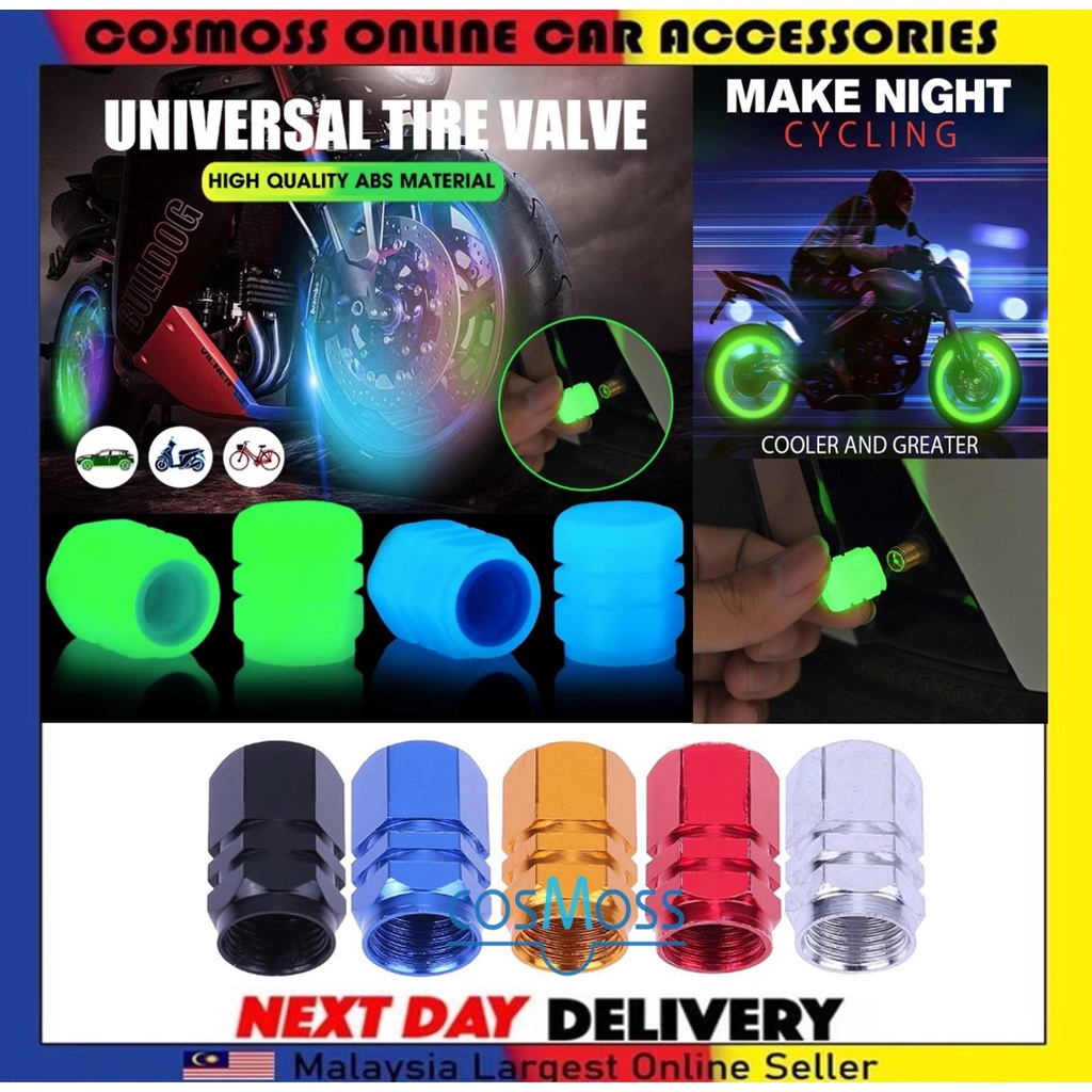 4pcs Aluminum Metal / Luminous Rubber Silicone Car Wheel Valves Tyre