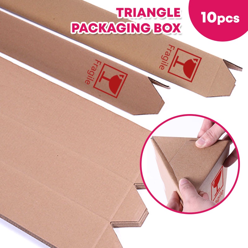 10pcs) Triangle Craft Paper Umbrella Rod Fishing Box Kotak Carton Cardboard  Packing Shipping Move Storage Express