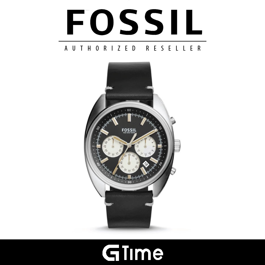 Official Warranty Fossil CH3043 Men s Drifter Chronograph Light Black Leather Watch
