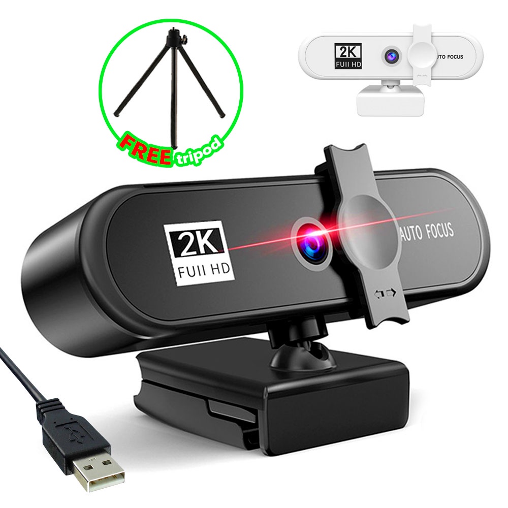 2K Webcam HD Camera Free Driver Plug And Play With Mic 360 Degree ...