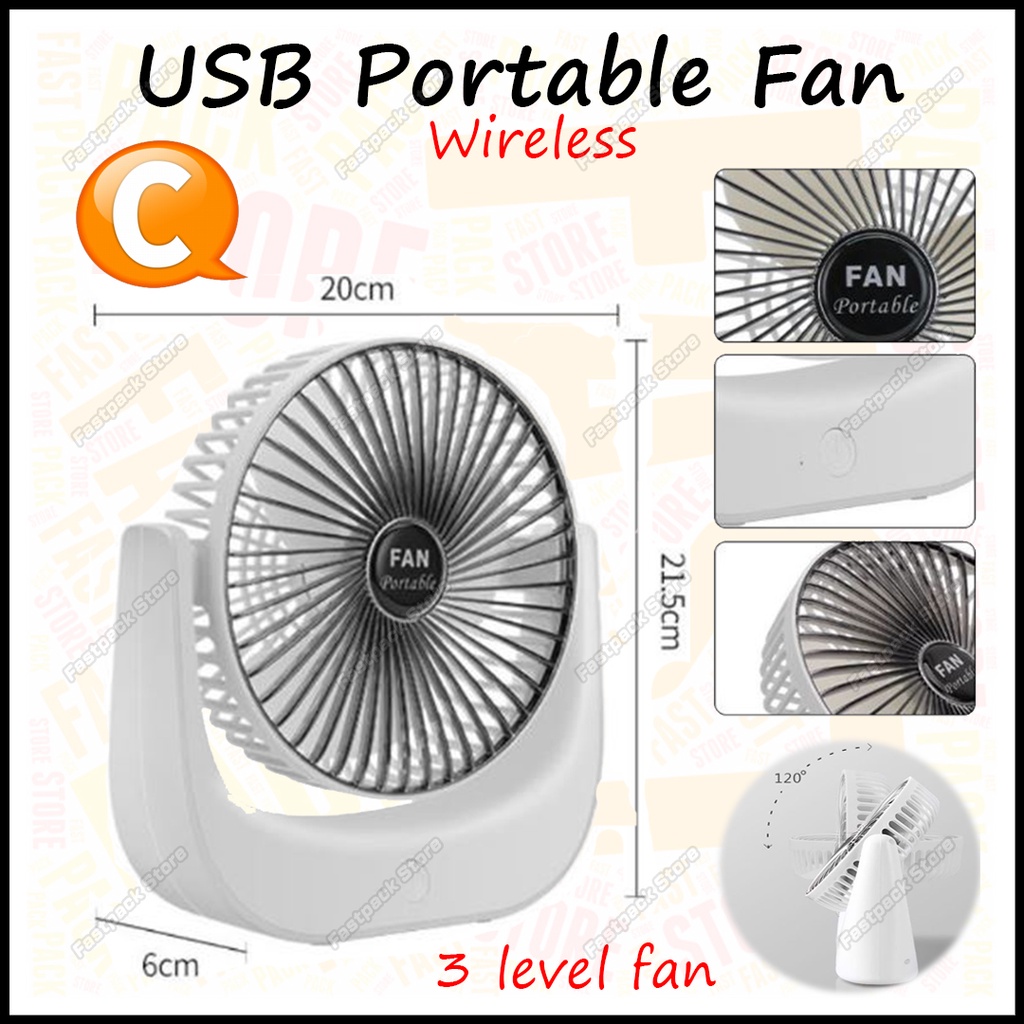 C. Wireless USB Desktop Fan 3 Level Strong Wind Mini Fan Portable Table ...