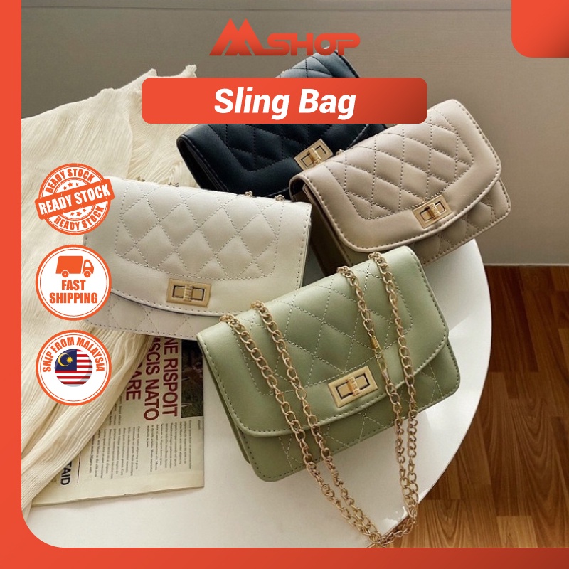 M^Shop #WB2 Girl Sling Bag Woman Elegant Diamond Chain Embroidery ...