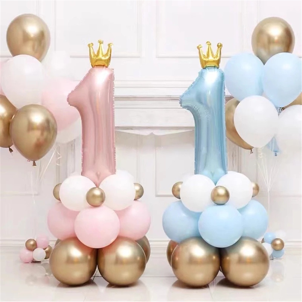 Ready Stock 36inch Number 1 Crown Foil Balloon 1st Birthday Party ...