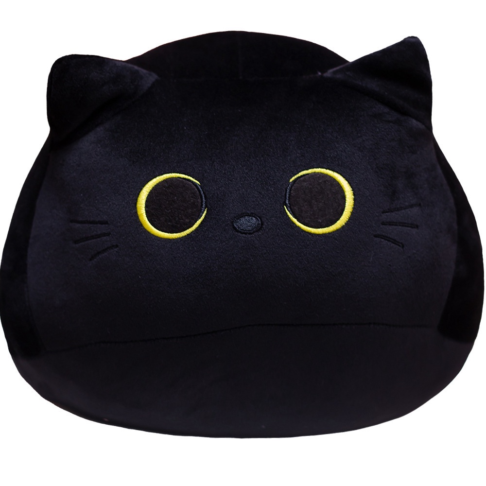 Black cat plushie pillow doll Dummy cat bear soft toy birthday gift ...