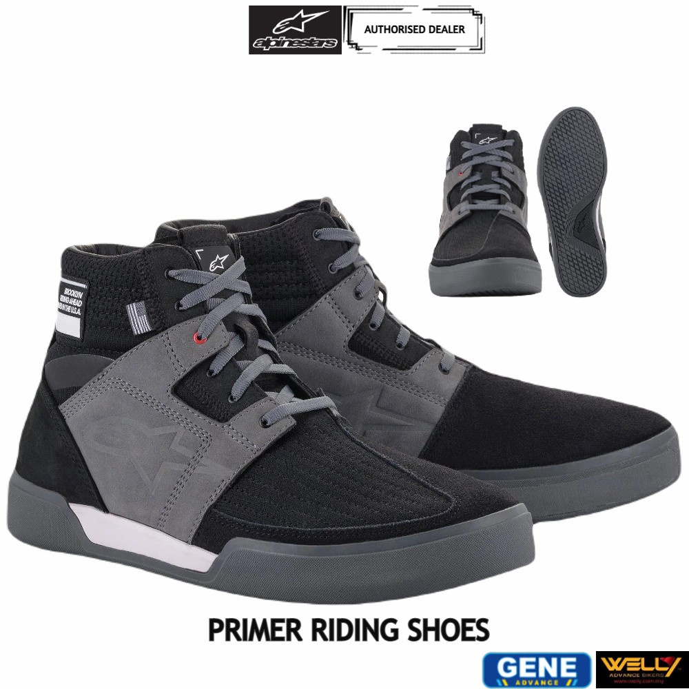 Alpinestars Primer Riding Shoes Black Grey Motorcycle Riding Shoes 100% ...