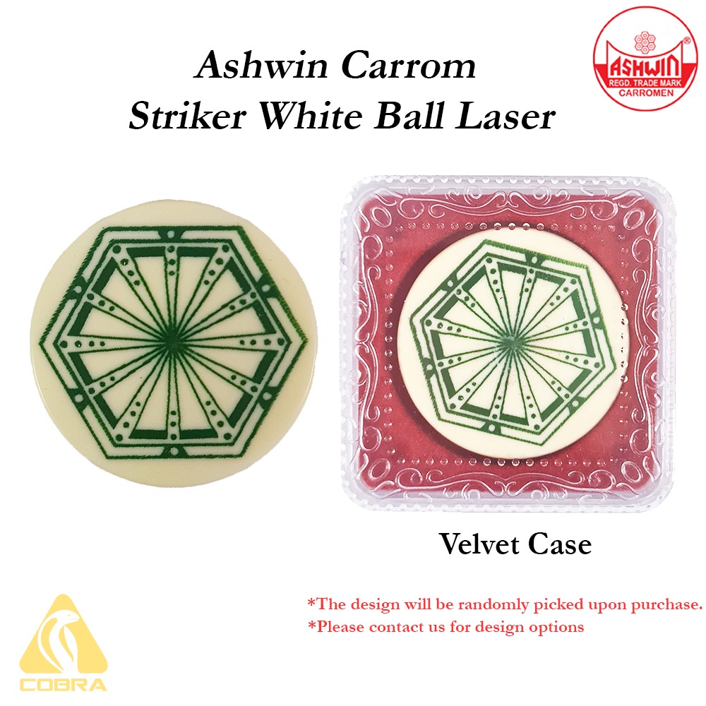 Ashwin Carrom Striker White Ball Laser (Velvet Case) Shopee Malaysia