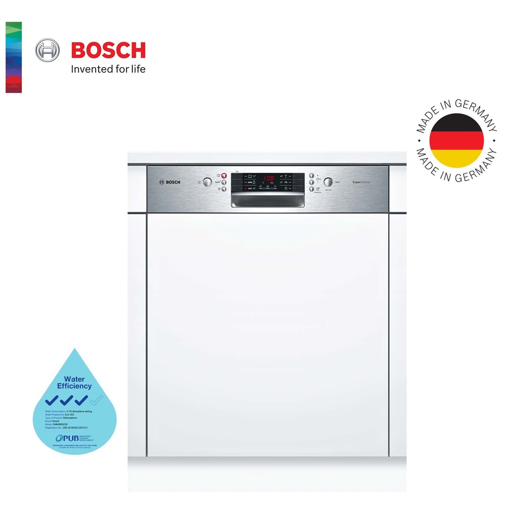 Bosch Series 4, Semiintegrated Built in Dishwasher SMI46MS03E Shopee