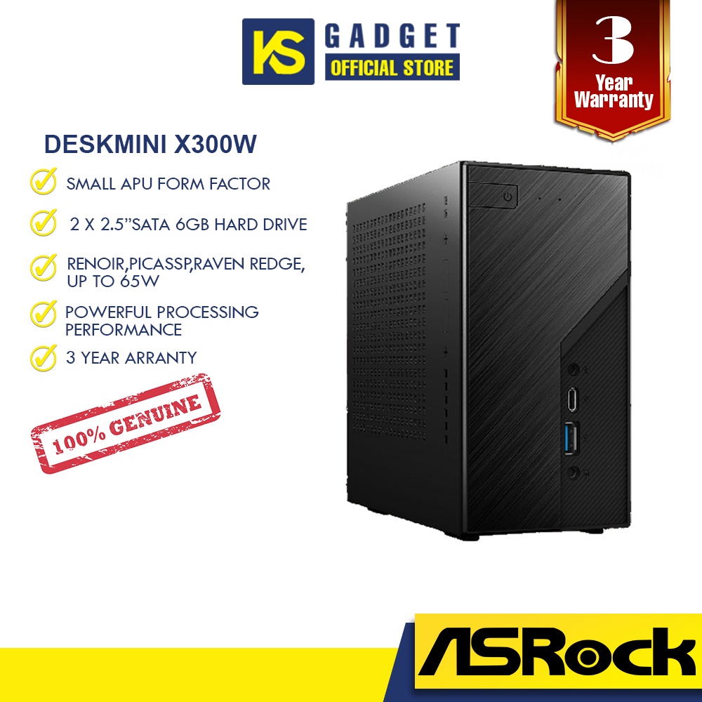 ASROCK DESKMINI X300W BAREBONE (INC CHASIS, MOBO, POWER, COOLER ...
