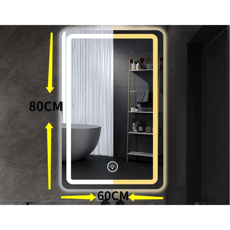 Bathroom Mirror With light Double touch 3-color light Demisting Screen ...